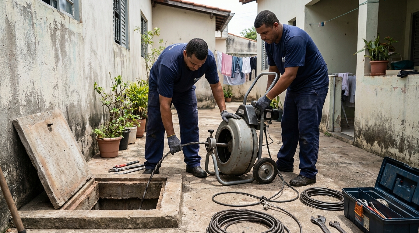 Desentupimento de Coluna Sanitária em Campo Grande‑MS